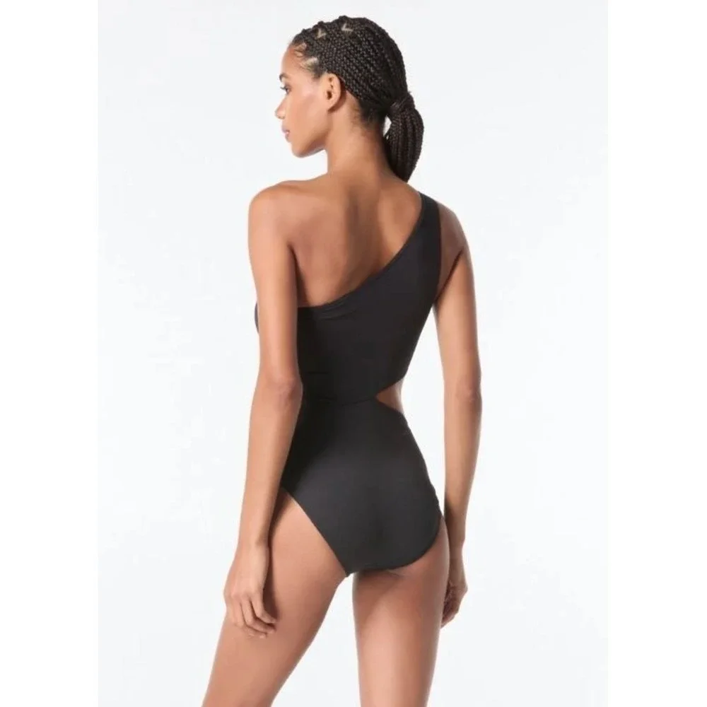 Michael Kors Logo Ring One-Shoulder Side Cutout One Piece Swimsuit Size‎ 10